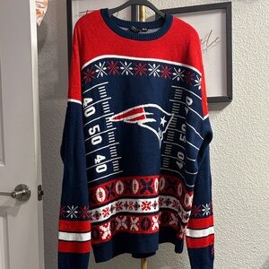NFL Patriots Red and Blue Crewneck Sweater